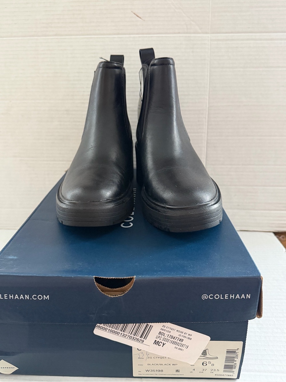 Cole Haan Women’s Boots Zerogrand Cityquest Black Waterproof Ankle Wedge 6.5 - Picture 5 of 7